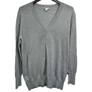 Gap Light Gray Silver Sparkle Sweater V Neck Long Sleeve Women’s Size Small